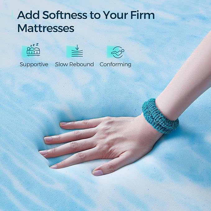 LINSY LIVING 3 Inch Mattress Topper California King, Cooling Gel Infused Swirl Memory Foam, Soft Mattress Topper for Firm Mattress, CertiPUR-US Certified Bed Topper, Cal King Size