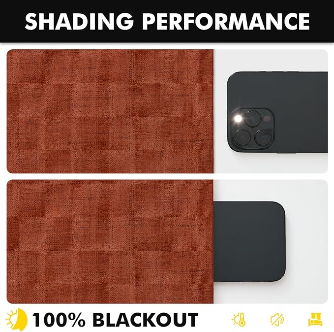 MIULEE Fall 100% Blackout Linen Curtains 42 x 84 Inch Burnt Orange 2 Panels | - Image 7