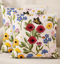Embroidered Throw Pillow Covers 18x18 Inch, Retro Flower | Decorative Pillow by Kokaaee