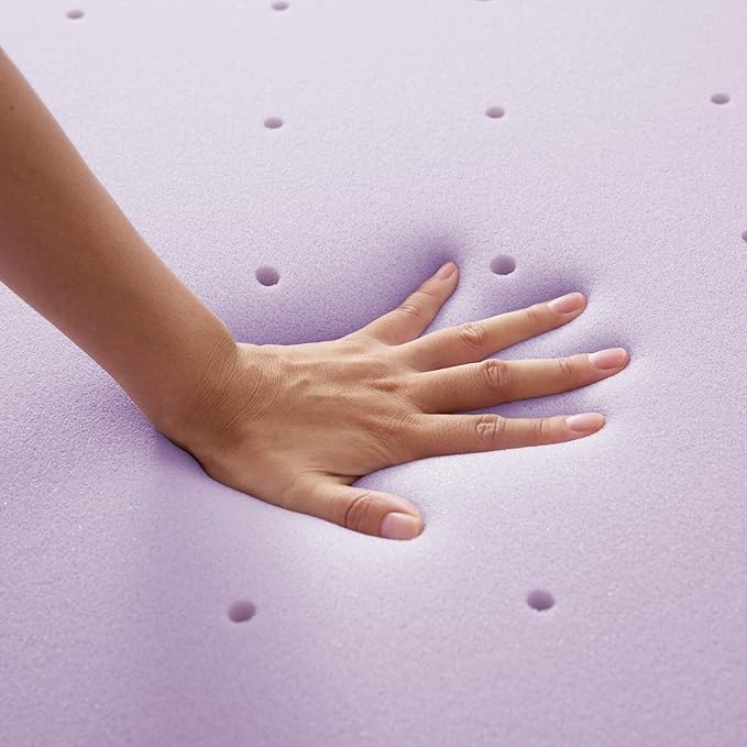 Mellow 2 Inch Ventilated Memory Foam Mattress Topper, Soothing Lavender Infusion, CertiPUR-US Certified, Full