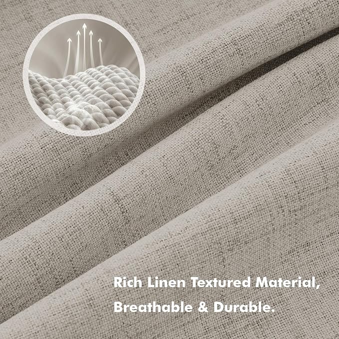 MIULEE 100% Blackout Linen Curtains 42 x 72 Inch Pebble Taupe 2 Panels | - Image 3