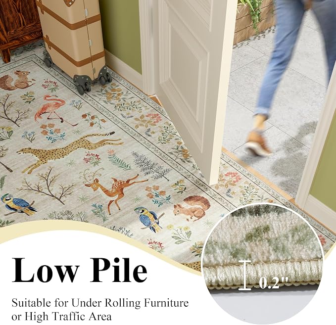 DUKINO 3x4 Rug, Washable Animal Area Rug - Image 8