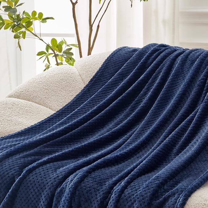 Exclusivo Mezcla Soft Waffle Fleece Bed Blanket Queen Size, Cozy Flannel - Image 5