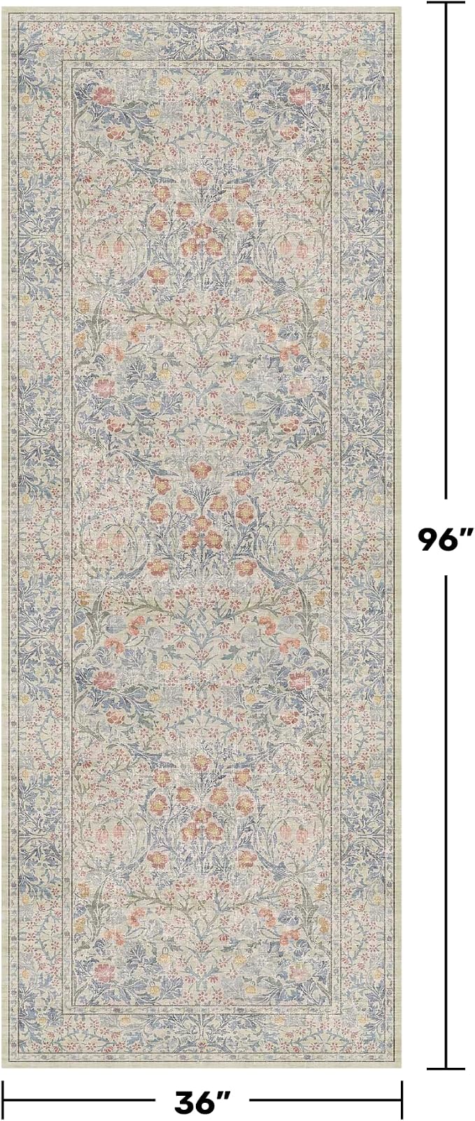 Floral 3x8 Wide Hallway Runner - Image 2