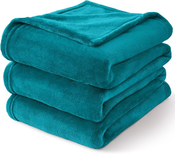 BEDELITE Fleece Blanket Soft Plush King Size Bed Blanket Teal Blue 108"x90" | - Image 8