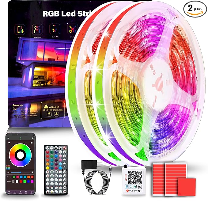 Led Lights for Bedroom 200FT (2 Rolls of 100ft), Color Changing RGB Led Strip Lights with 60 Keys Remote and App Control, Music Sync Led Lights for Room Kitchen Party Home Decor