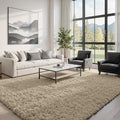 6x9 Fluffy Shag Area Rugs for Living Room Bedroom: Soft Carpet Gray Camel | by CarpetAddColortoYourLife
