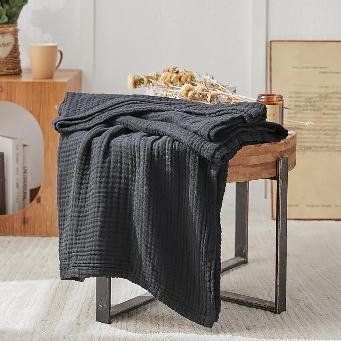 EMME Muslin Blankets for Adults Throw Blanket for Couch Breathable Gauze Soft - Image 4
