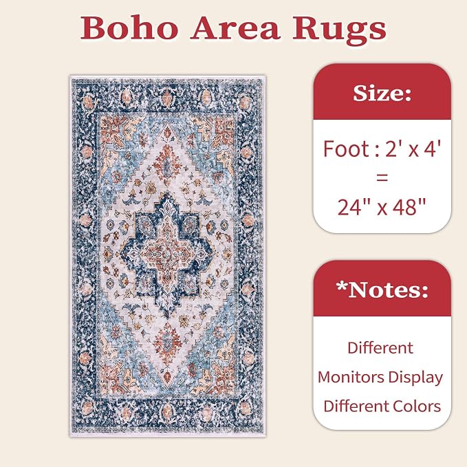 SERISSA 2x4 Washable Non Slip Boho Runner Rug - Image 6