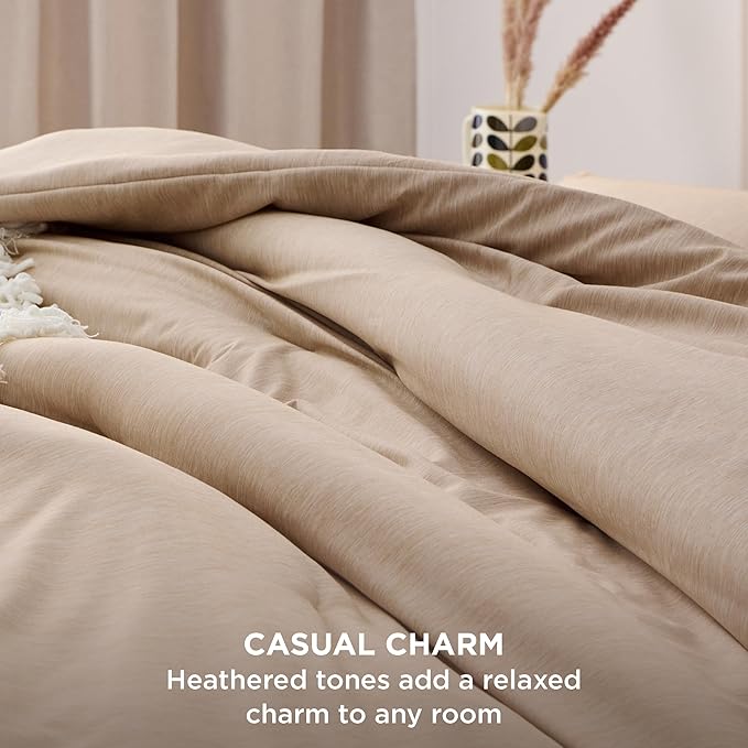 Bedsure Queen Comforter Set - Warm Sand Comforter Queen Size, Soft Bedding for All Seasons, Cationic Dyed Bedding Set, 3 Pieces, 1 Comforter (90"x90") and 2 Pillow Shams (20"x26"+2")