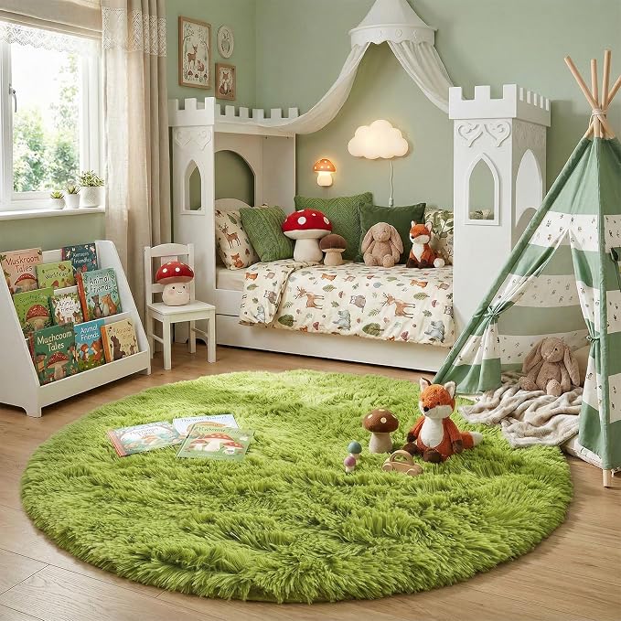Amdrebio Grass Green Large Round Rug 7Ft - Image 3