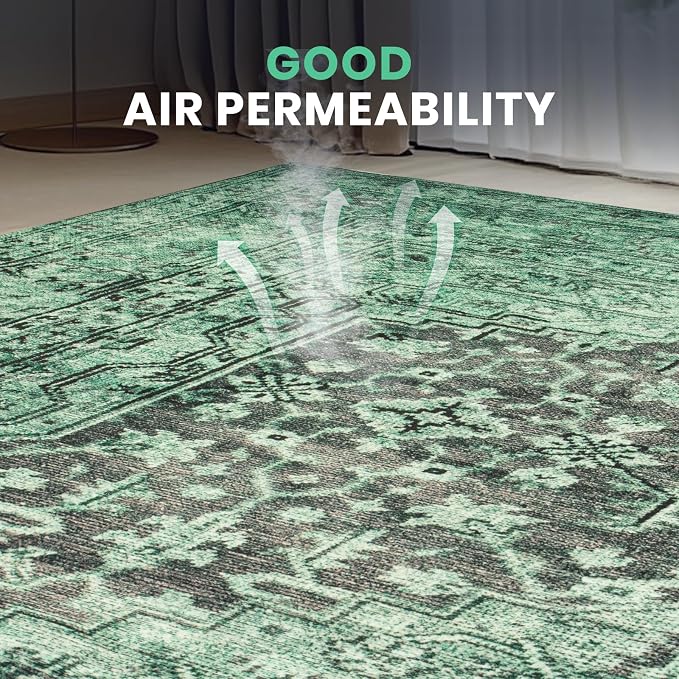 8x10 Green Washable Area Rugs for Living Room, Dining Room, Playroom | Ultra - Image 6