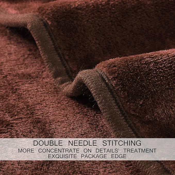 HOZY Soft Blanket Queen Size Fleece Warm Fuzzy Throw Blankets for The Bed Sofa Lightweight 350GSM Chocolate 90"*90"
