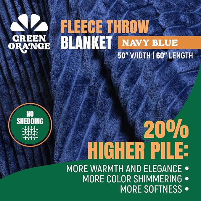 GO Premium Plush Soft Throw Blanket for Couch - Navy Blue Fleece Blanket for Living Room, Bedroom, Home Decor - Small Couch Blanket for Men, Women (50x60 Inches)