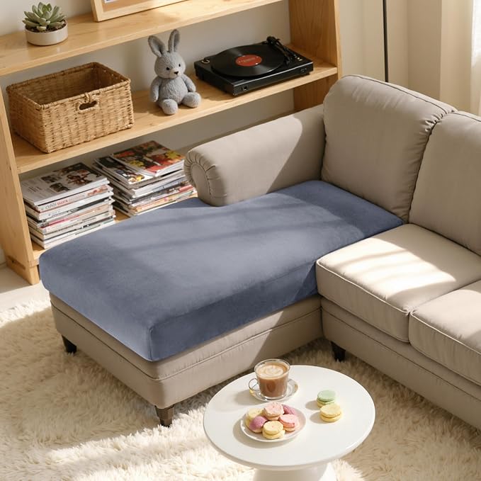 Hokway Velvet Couch Cushion Covers Water Resistant Seat Covers Stretch Sofa - Image 2