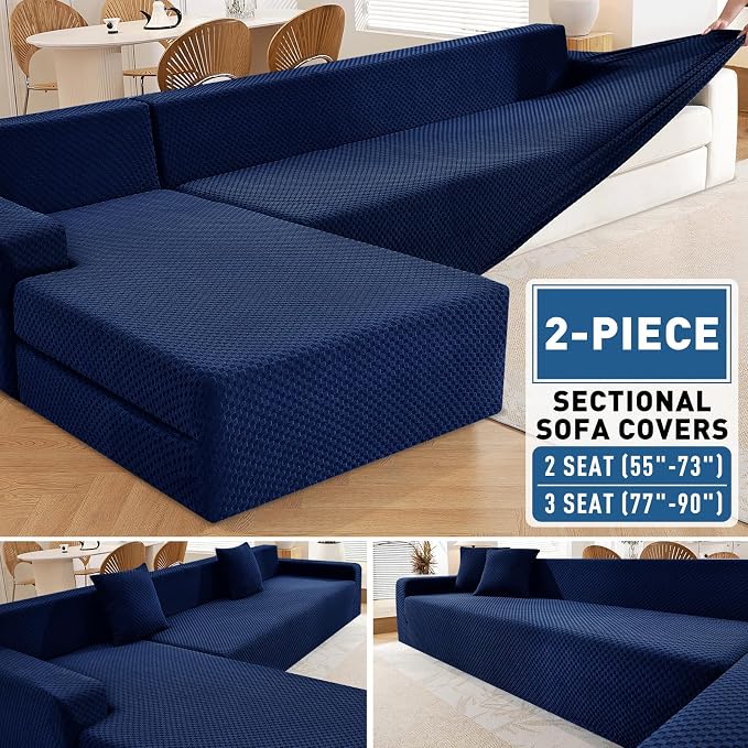 ZNSAYOTX Sectional Couch Covers, Stretch Jacquard Slipcovers - Image 2