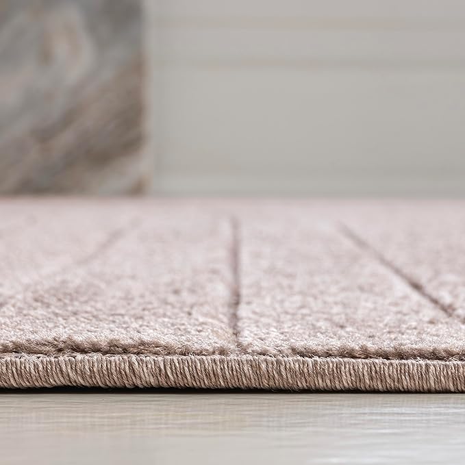 Eyely NCS101C-3 Odense High-Low Minimalist Angle Geometric Light Taupe 3 ft. x 5 ft. Indoor/Outdoor Area Rug, for Home, Backyard, Patio, Porch, Bedroom, Kitchen, Living Room