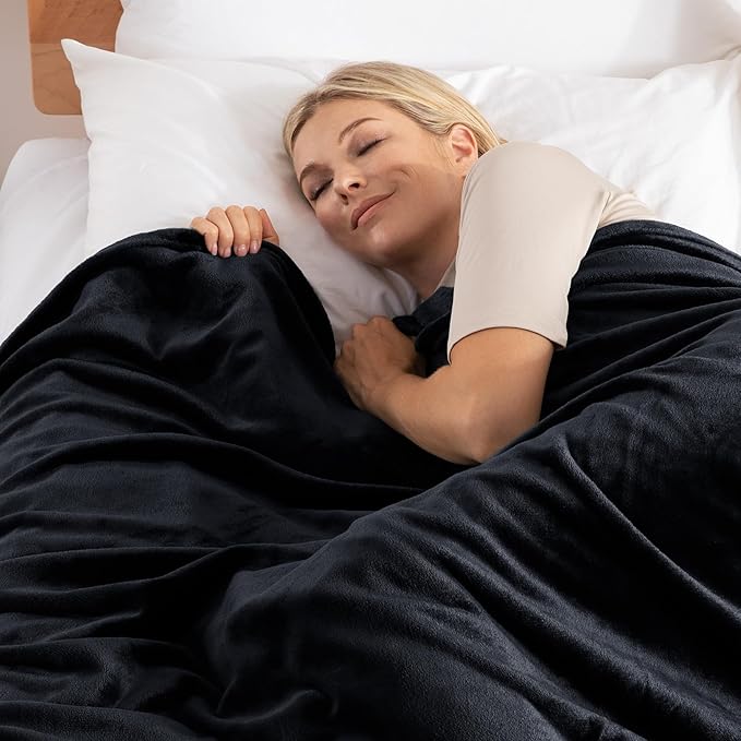 Exclusivo Mezcla Fleece Blanket King Size for Bed, Super Soft and Warm, All Season Use, Cozy, Plush, Lightweight, 90x104 Inches, Black