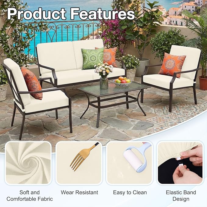 Waterproof Outdoor Cushion Covers, Stretch Patio Slipcovers | UV Resistant - Image 7