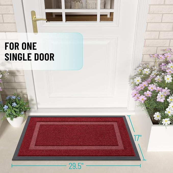 OLANLY Front Door Mat Outside 29.5x17, All-Season Heavy-Duty Rubber Doormat | - Image 2