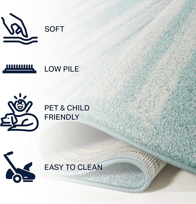 JONATHAN Y Khalil Modern Berber Stripe Turquoise/Cream Runner Rug, Contemporary - Image 5