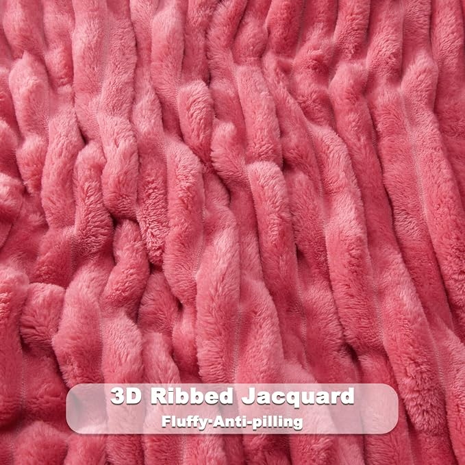 NEWCOSPLAY Fleece Ribbed Cozy Queen Blanket - Image 5
