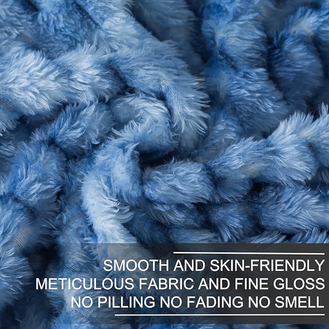Richave Fleece Throw Blanket,Premium Lightweight Anti-Static 50x60 Inches Travel Size 3D Clouds Stylish Jacquard Throw Blanket for Couch, Cozy, Warm and Lightweight for Winter, Tie-dye Stone Blue