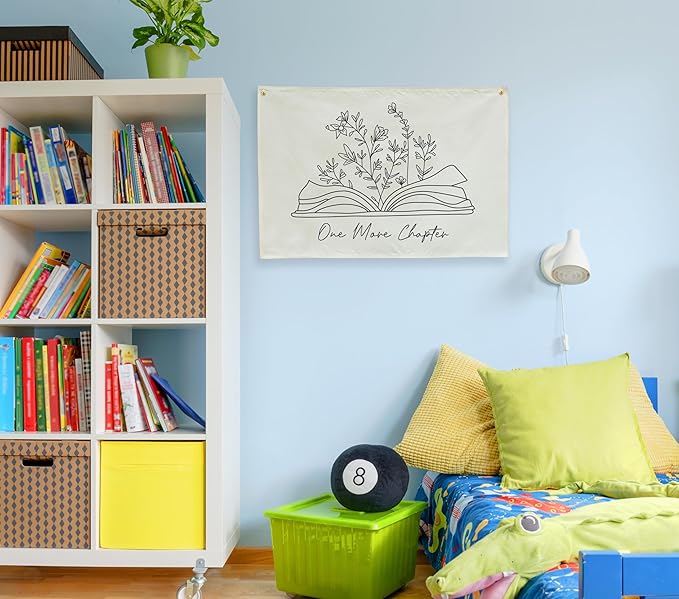 Classroom Kindergarten Preschool Homeschool Reading Room Wall Decor-Hanging Rectangular Canvas Banner Flag Poster Wall Sign Art-Back to School Gift for Boy Girl Kids Teen Book Lover-One More Chapter