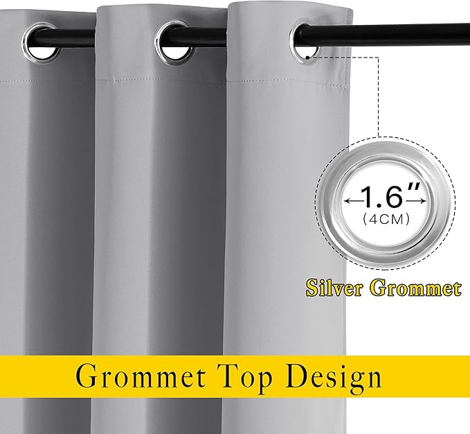 NICETOWN Silver Grey Curtains 84 inch Length 2 Panels, Grommet Thermal Insulated Window Treatments Light & Sound Reducing Drapes for Living Room/Bedroom, W46 x L84