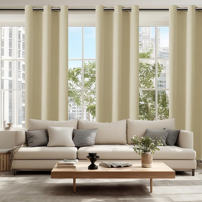 Blackout Curtains for Bedroom, Light Beige, 42 x 84 Inch, 2 Panels | Thermal - Image 6