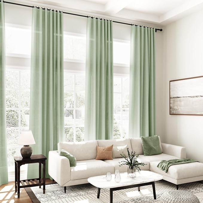 Mist Sage Linen Curtains 108 Inches Long - Image 7
