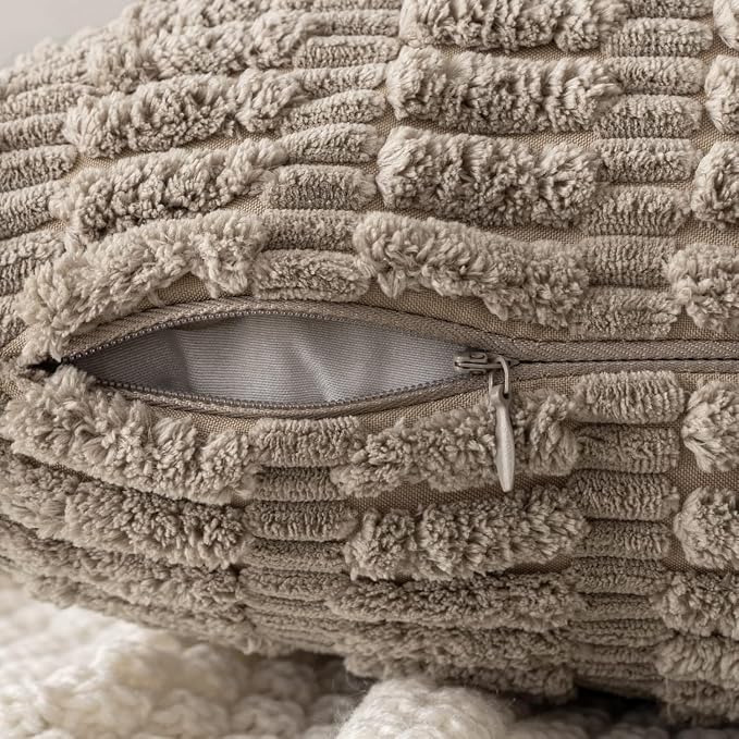 MIULEE Lumbar Corduroy Decorative Throw Pillow Covers 24x14 Light Brown | Pack - Image 6