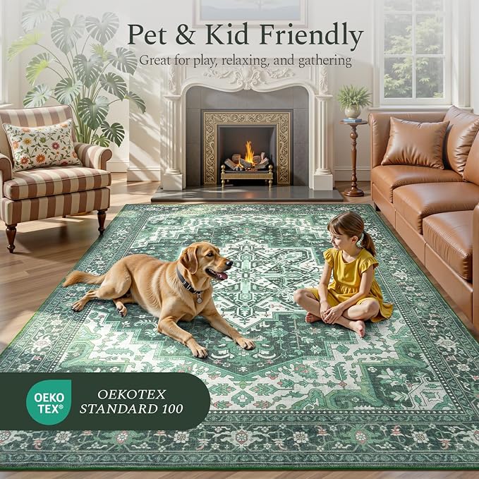 Rugflix 9x12 Area Rugs for Living Room, Machine Washable Rug Non Slip Stain - Image 5
