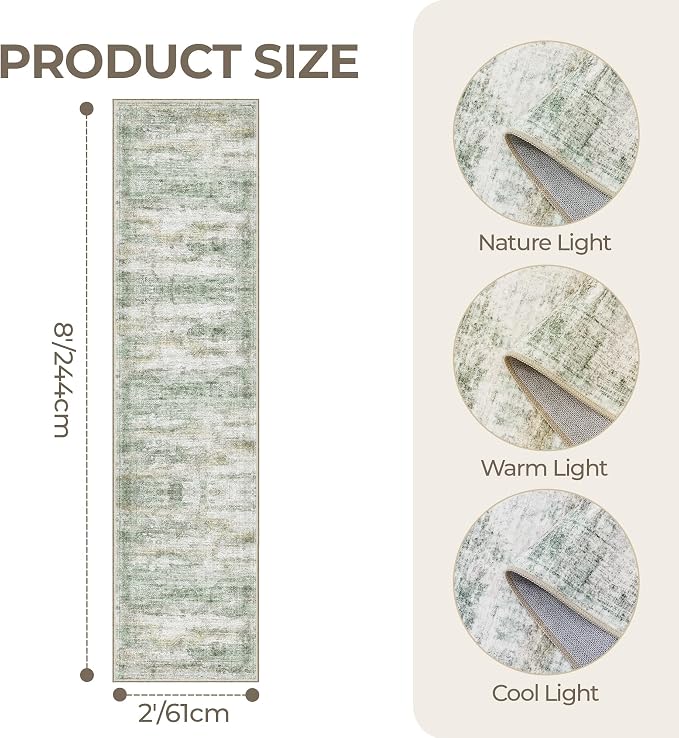 2x8 Runner Rug Non Slip, Washable Hallway Runner Rug, Nursery Room, Soft Runner - Image 2