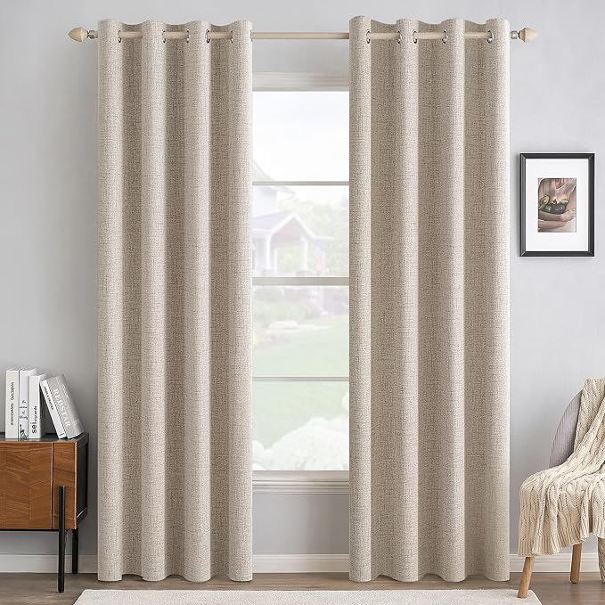 MIULEE 100% Blackout Linen Curtains by MIULEE