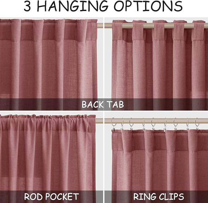Canyon Rose Linen Curtains 80 Inch Length - Image 2
