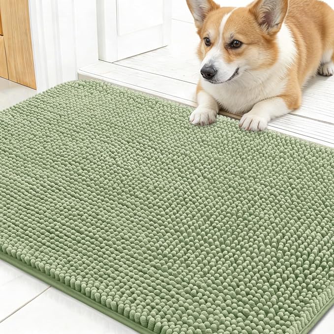 OLANLY Dog Door Mat for Muddy Paws 24x16, Super Absorbent Chenille Mud Mat | by OLANLY