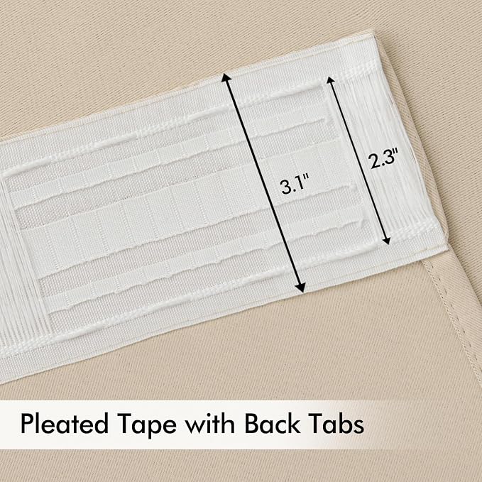 MIULEE Cream Beige Back Tab Blackout Curtains 52x78 Inch Length 2 Panel Set | - Image 4