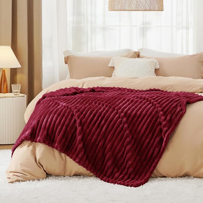 Bedsure Soft Twin XL Blanket for Bed Dorm Deep Red 66"x90" | Birthday Gifts for - Image 6