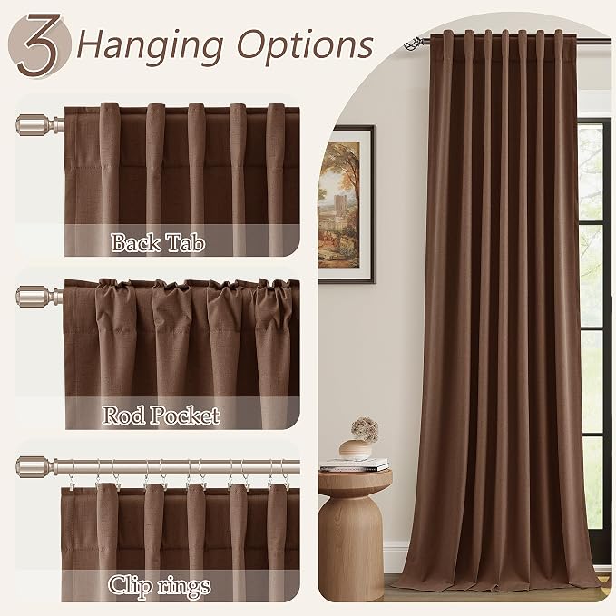 100% Blackout Curtains 96 Inch Length 2 Panels Set - Image 6