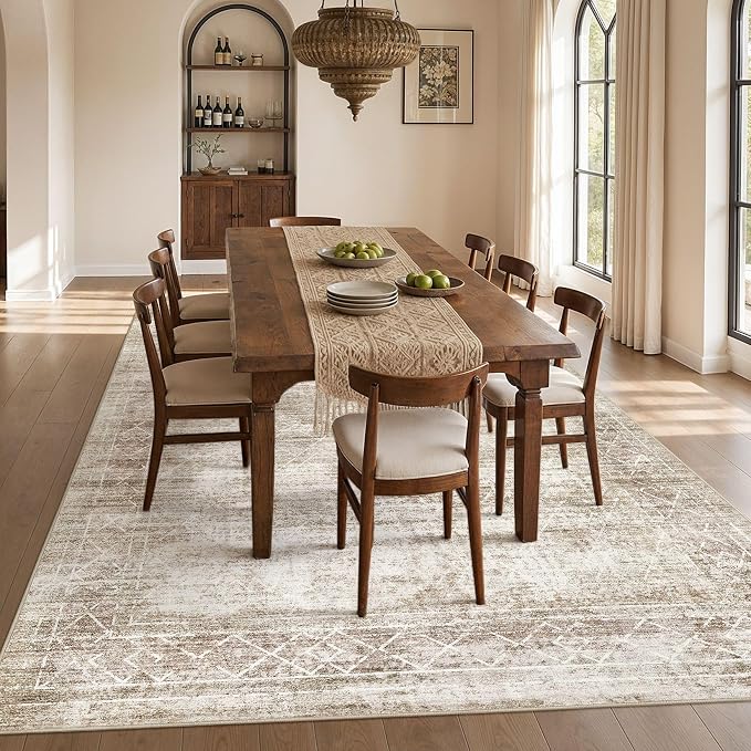 cotiled 6x9 Area Rugs for Living Room: Boho Washable Rug for Dining Room | - Image 6