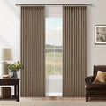 Latte 80 Inch Pinch Pleated Linen Blackout Curtains by Twodrapes