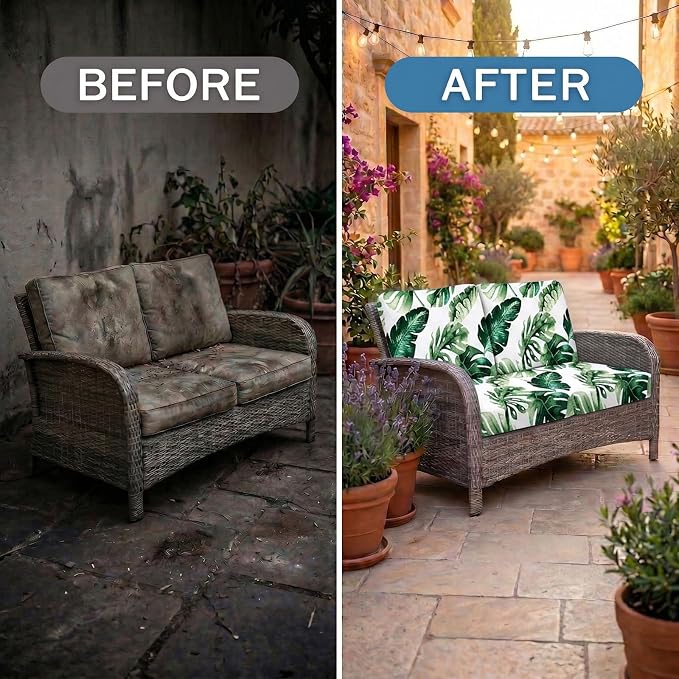 Waterproof Outdoor Cushion Covers, Stretch Patio Slipcovers | UV Resistant - Image 4