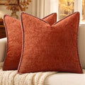 MIULEE Fall Decorative Couch Throw Pillow Covers 18x18 Inch Rust 2 Pack | by MIULEE