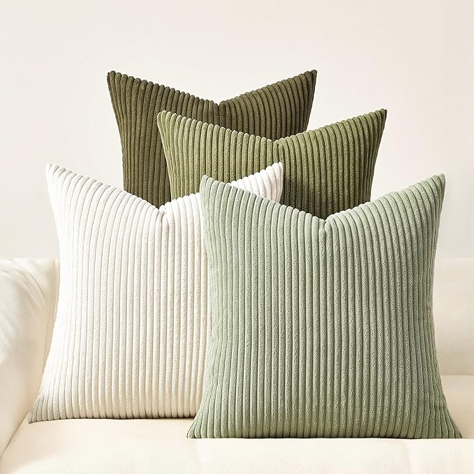 Topfinel Green White Spring Pillow Covers 22x22 Inch Set of 4 Boho Nordic by Topfinel