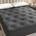 Hansleep Queen Mattress Topper Viscose Derived from Bamboo, Memory Foam Pillow Top Mattress Topper Queen with Deep Pocket, Breathable Mattress Pad for Back Pain Relief, 60" x80", Charcoal Grey