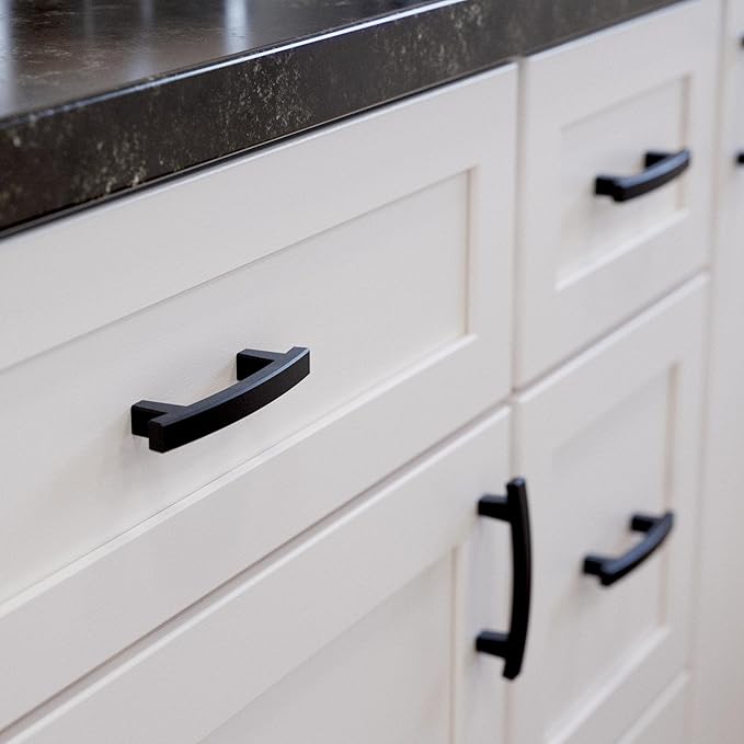 Franklin Brass (10-Pack) – Matte Black Cabinet Handles, 3 Inch Hole Center, Pulls for Drawers, Kitchen Cabinet Door, Dressers | Pierce