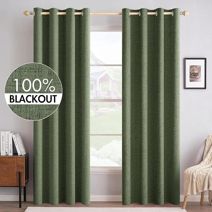 MIULEE 100% Blackout Linen Curtains by MIULEE