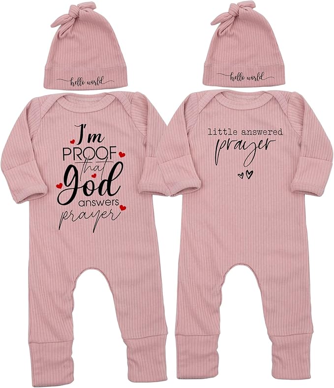 Little Answered Prayer Bodysuit Infant Romper Baby Announcement 0-3 Months Clothes Cute Religious Boys Girls Outfit