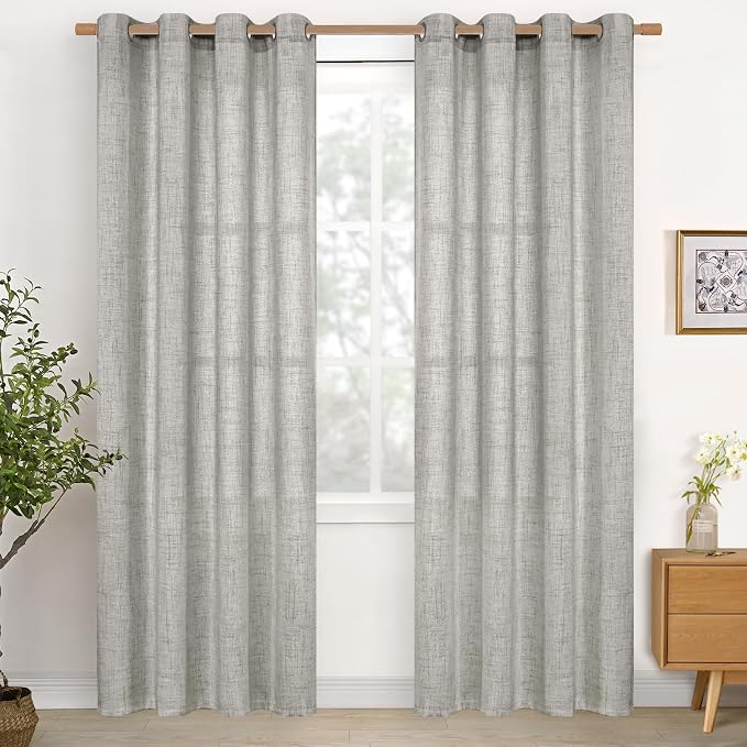 YoungsTex Linen Curtains for Living Room 52 X 80 Inch Length 2 Panels | Light by YoungsTex